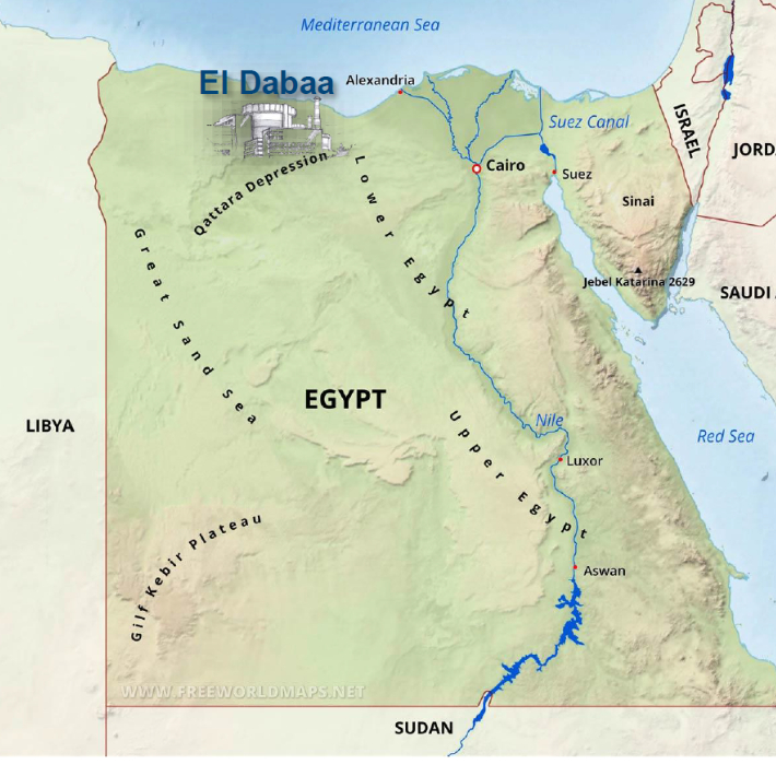 원전이 건설되는 이집트 엘다바 위치 지도. 한수원 제공