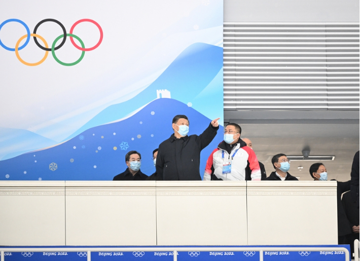 베이징 동계올림픽 개막을 한 달 앞두고 시진핑 국가주석이 현장을 시찰한 모습. 인민일보 캡처
