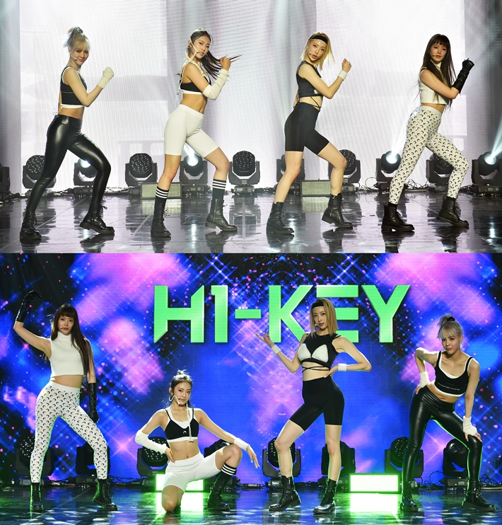 4인조 여성 아이돌 그룹 하이키가 '애슬레틱 걸' 무대를 선보이고 있다. GLG 제공