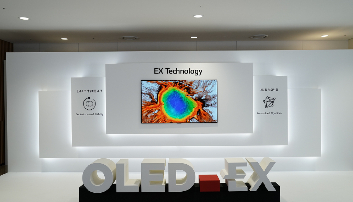 LG디스플레이는 기존 OLED 대비 화면 밝기(휘도)를 30% 높인 차세대 TV 패널 'OLED.EX'를 선보였다. LG디스플레이 제공