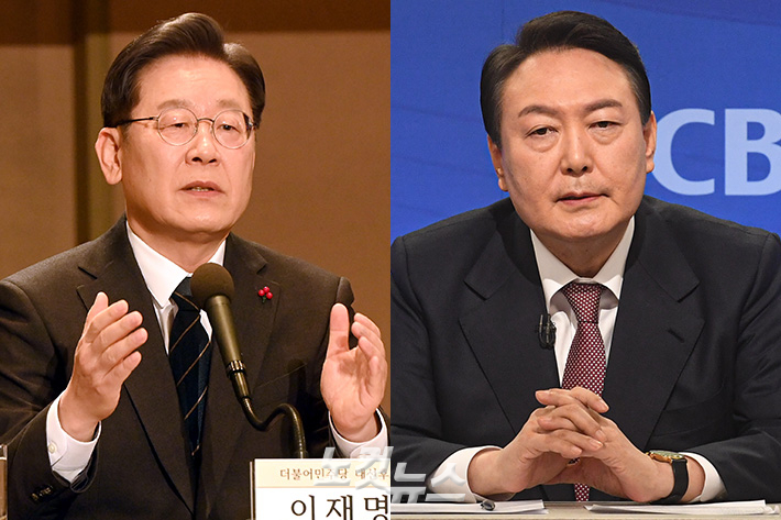(왼쪽부터) 이재명 더불어민주당 대선후보, 윤석열 국민의힘 대선 후보. 윤창원 기자
