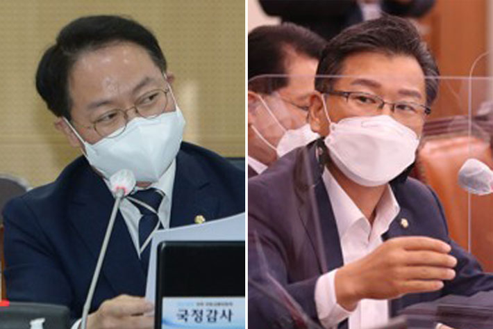 좌측부터 더불어민주당 허영 의원, 국민의힘 이양수 의원. 연합뉴스