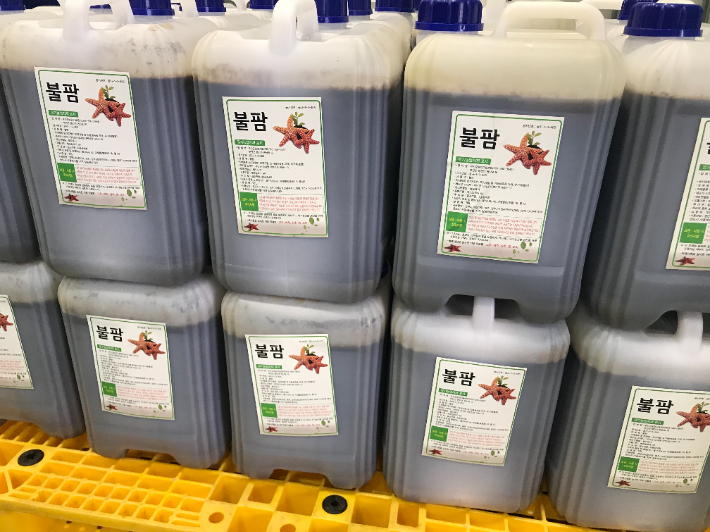 전북 부안군 농업기술센터가 오는 28일까지 한파에 대비해 불가사리로 만든 액체 비료(불팜)를 시설 작물 재배 농가에 무상으로 공급한다. 부안군 제공