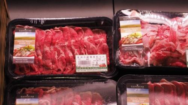 대만의 한 슈퍼마켓에 진열된 호주산 소고기. 연합뉴스