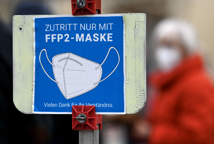 독일 한 도시에 있는 마스크 착용 표지. 연합뉴스