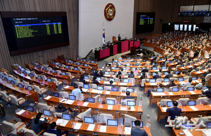 지난해 8월 31일 서울 여의도 국회에서 열린 본회의에서 사립학교법 개정안이 통과되는 모습. 윤창원 기자