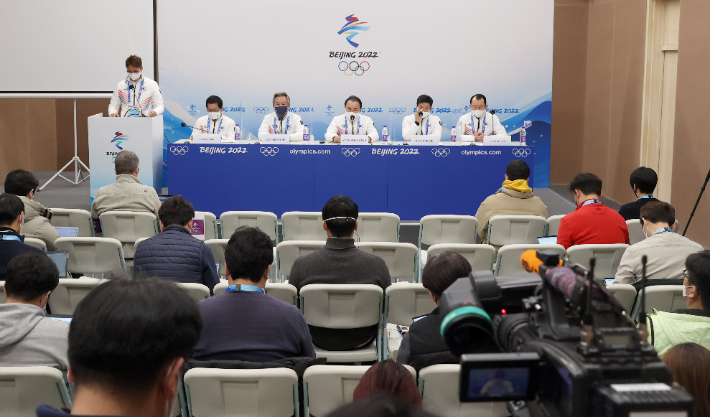 2022 베이징 동계올림픽 대한민국 선수단 결산 기자회견. 베이징=박종민 기자