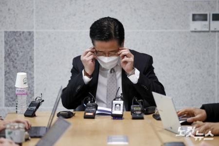 단일화 결렬 관련 긴급 기자간담회 갖는 이태규 국민의당 선대본부장