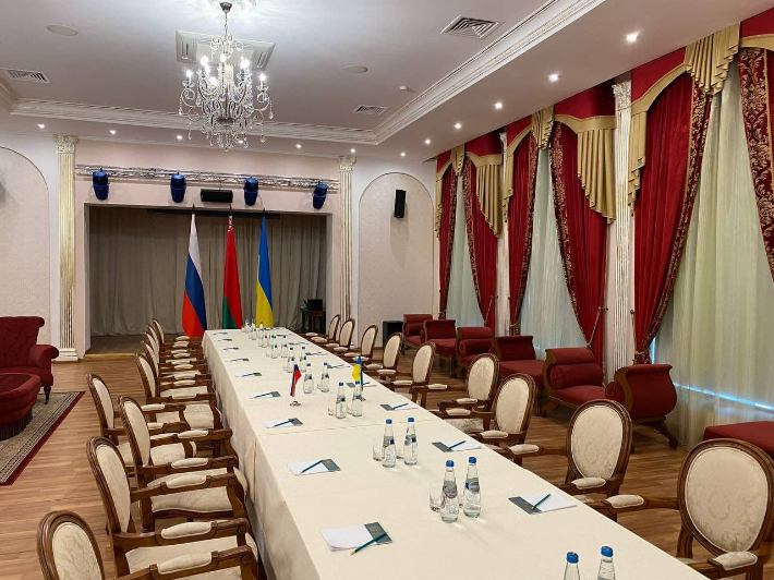 러시아-우크라이나 양국 대표단의 회담 장소. 벨라루스 외교부 제공