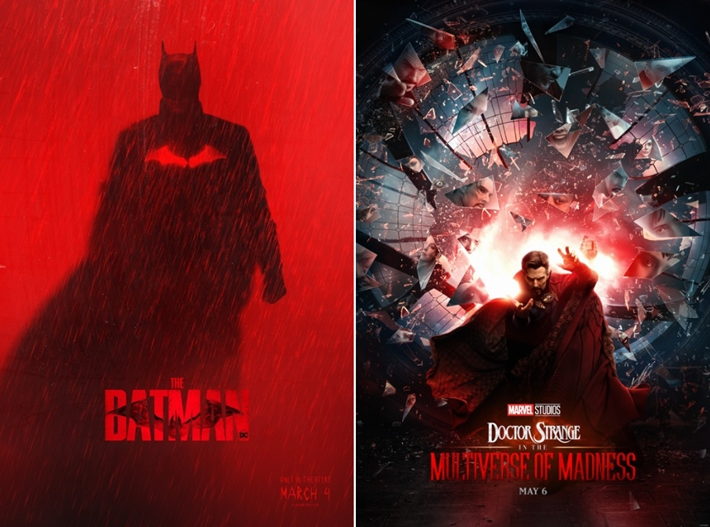 외화 '더 배트맨' 포스터와 '닥터 스트레인지: 대혼돈의 멀티버스' 포스터. 워너브러더스·월트디즈니컴퍼니 제공
