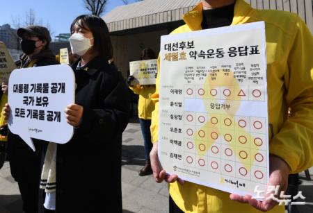 "세월호 약속운동, 윤석열 후보만 무응답.."