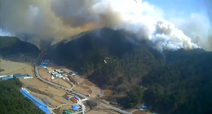 울진 산불 항공사진. 산림청 제공