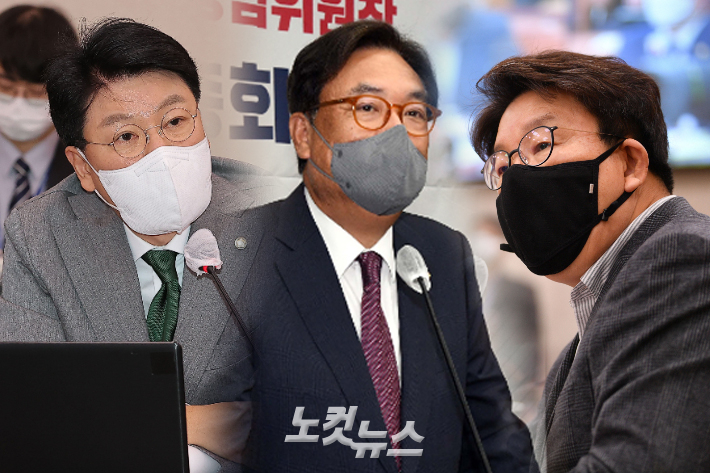 왼쪽부터 장제원 의원, 정진석 국회부의장, 권성동 의원. 윤창원 기자