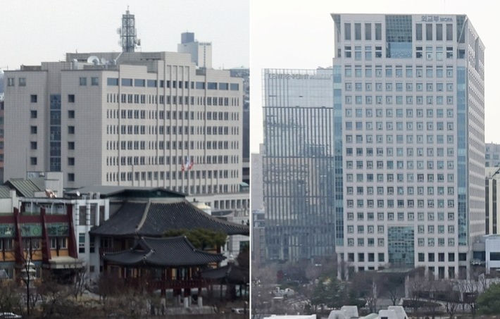 사진은 이날 국방부 청사(왼쪽 사진)와 외교부 청사 모습 @연합뉴스