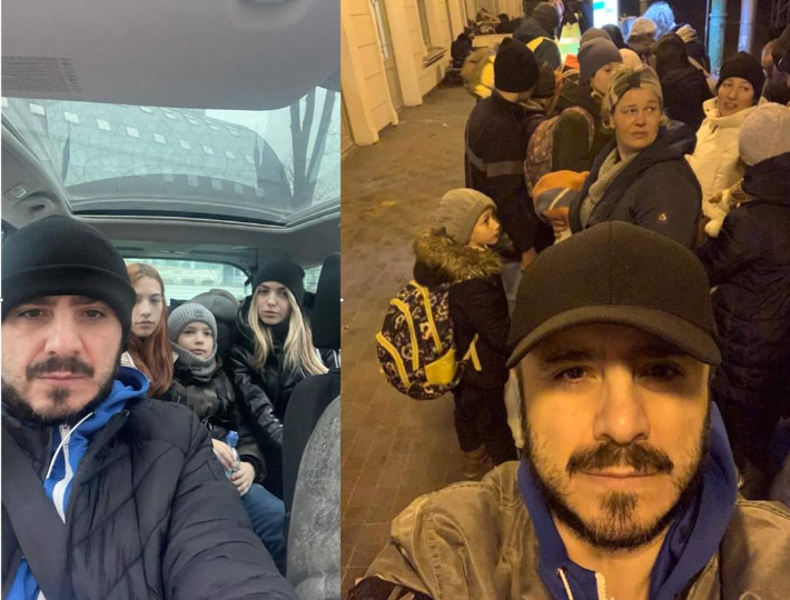 우크라이나 아이들과 여성을 승용차를 이용해 폴란드와 헝가리로 탈출시키고 있는 아르멘 멜리키안. 이태석 재단 제공