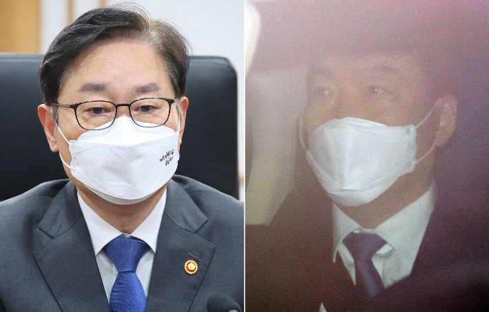 박범계 법무부 장관(왼쪽)과 김오수 검찰총장. 연합뉴스