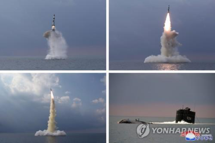 북한의 작년 10월 잠수함발사탄도미사일(SLBM) 시험발사 장면. 연합뉴스