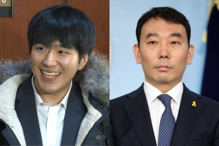 황희두 노무현 재단 이사(왼쪽)와 민주당 김용민 의원. 연합뉴스