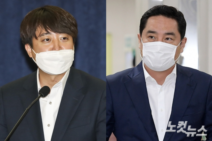 국민의힘 이준석 대표와 강용석 변호사. 윤창원·이한형 기자