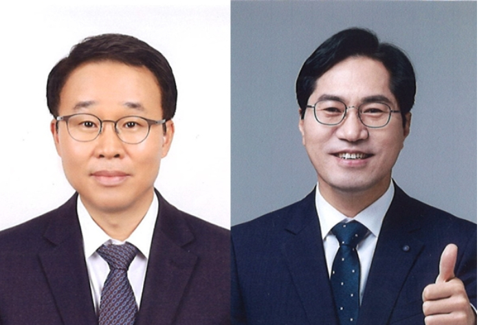 왼쪽부터 박성호 김해시장 예비후보, 공윤권 예비후보. 중앙선거관리위원회 제공