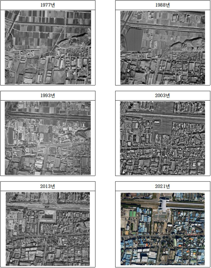 서대구역사 주변 연도별 항공영상 .대구광역시 제공 