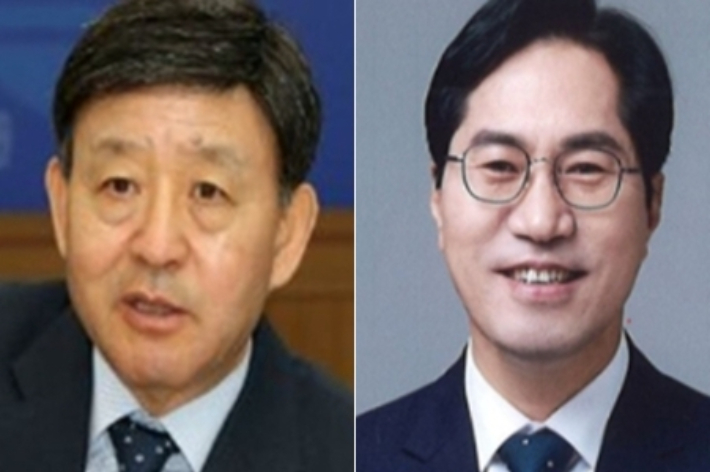왼쪽 허성곤 김해시장, 오른쪽 공윤권 민주당 예비후보