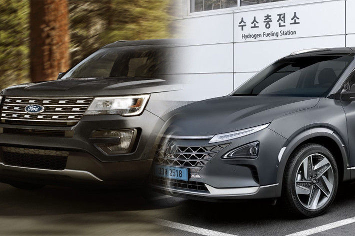포드 익스플로러·넥쏘. 각 사 홈페이지 캡처