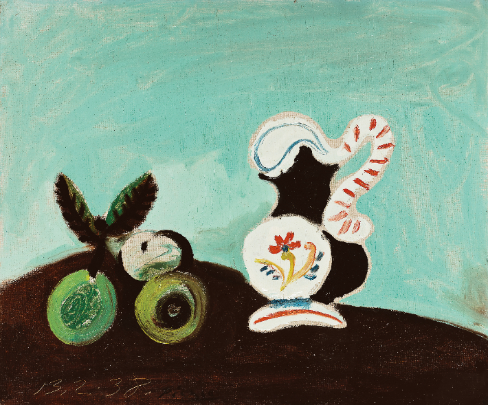 파블로 피카소, 1881-1973, Spanish <Nature Morte, Fruits et Pot>, oil and Ripolin on canvas, 46×55cm,  1938.2.13 25억 원~35억 원