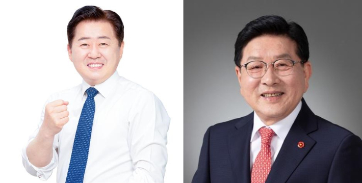 오영훈 민주당 제주지사 후보와 허향진 국민의힘 제주지사 후보. 후보측 제공