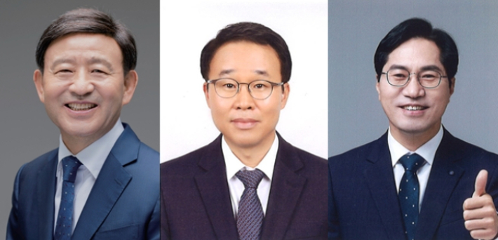 왼쪽부터 허성곤, 박성호, 공윤권 민주당 김해시장 예비후보. 김해시 및 중앙선거관리위원회 제공