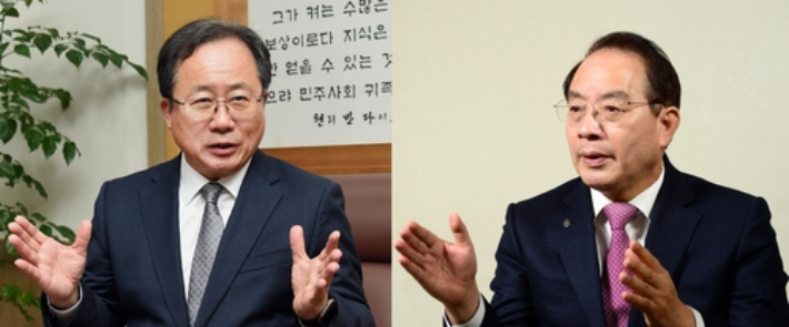 김석준(왼쪽) 하윤수(오른쪽) 후보. 연합뉴스