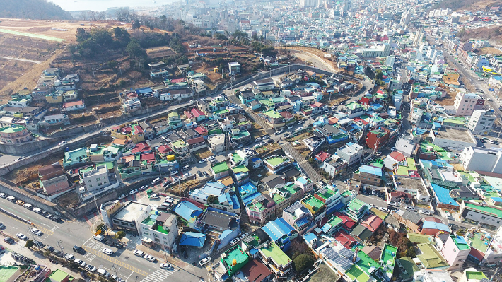 여수시 남산동 범죄예방 거리 조성 사업 대상지 항공사진. 여수시 제공