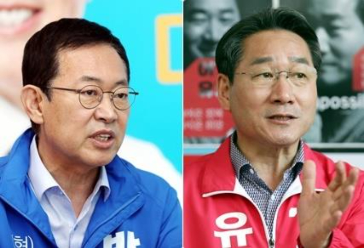더불어민주당 박남춘 후보와 국민의힘 유정복 후보.(왼쪽부터) 사진 연합뉴스