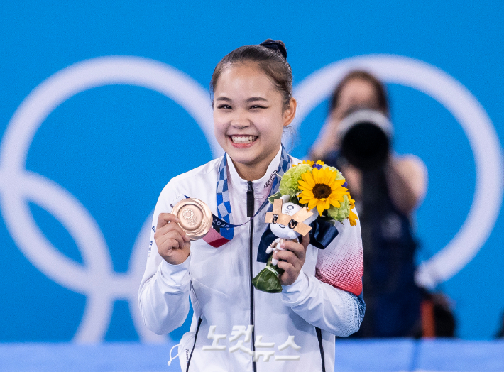 지난해 도쿄올림픽 기계 체조 여자 개인 종목 도마에서 동메달을 따낸 여서정. 올림픽사진공동취재단