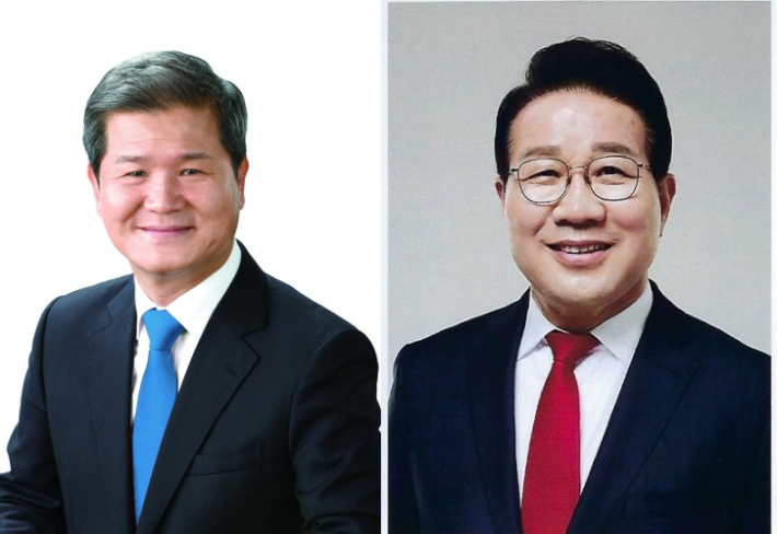 (왼쪽부터) 최형욱 민주당 후보, 김진홍 국민의힘 후보. 부산CBS
