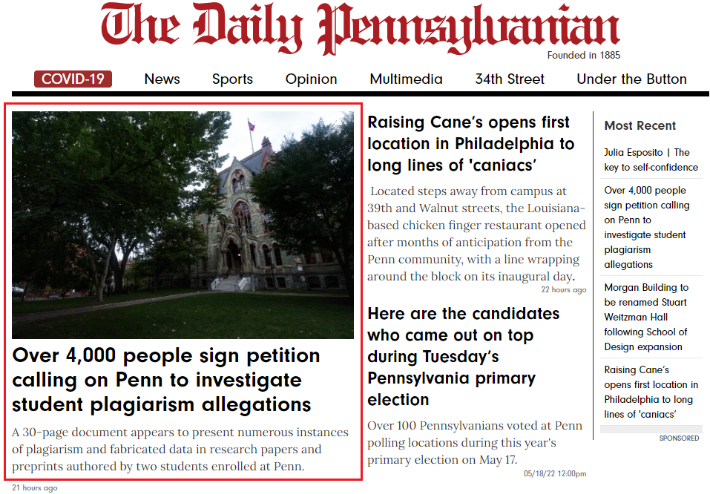 The Daily Pennsylvanian 캡처
