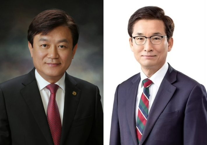 왼쪽부터 김병우, 윤건영 후보. 선관위 제공