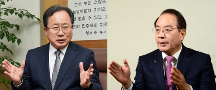 왼쪽부터 김석준, 하윤수 후보. 연합뉴스
