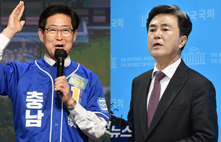 더불어민주당 양승조 후보(왼쪽)와 국민의힘 김태흠 후보. 윤창원 기자