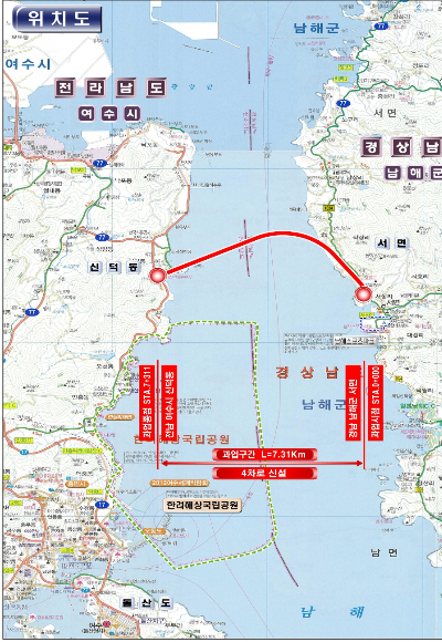 여수-남해 해저터널 위치도. 전라남도 제공