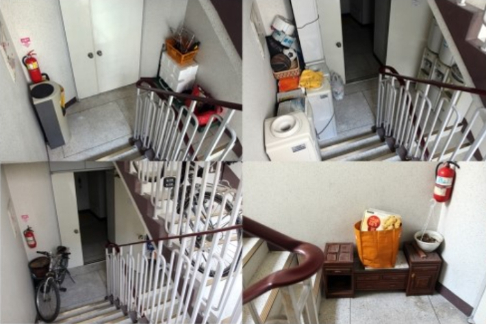 아파트 비상구에 놓여있는 생활 도구들. 공공소통연구소 제공