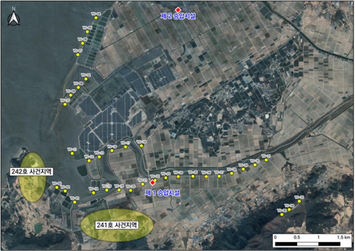 풍력발전기 35기가 설치된 전남 영광군의 분쟁지역 지도. 환경부 제공
