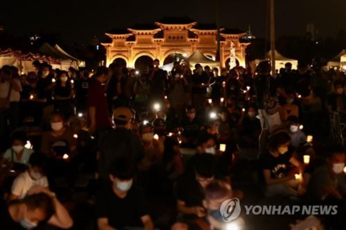 대만 타이베이 자유광장에서 열린 톈안먼 희생자 추도식. 연합뉴스