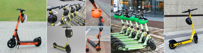 공유 헬멧을 제공하는 킥보드 업체. 왼쪽부터 뉴런, 하이킥, 알파카, 지쿠터, 씽씽. 각 업체 홈페이지 캡처