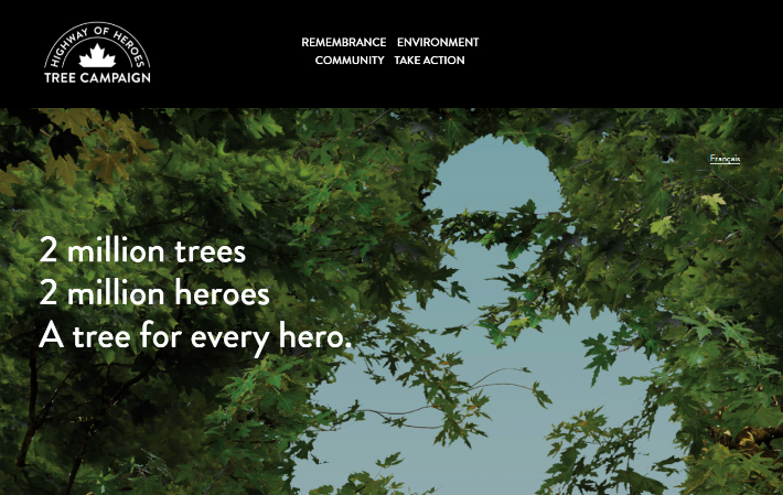 영웅들을 위한 나무 한 그루(Highway of Heroes Tree Campaign). hohtribute.ca 캡처