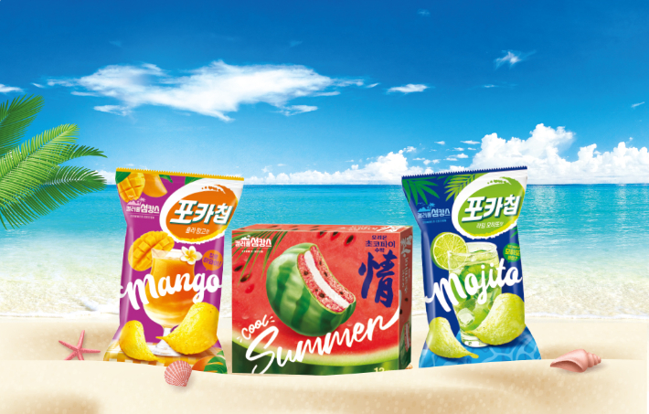 오리온 초코파이情∙포카칩 여름 한정판 3종. 오리온 제공 