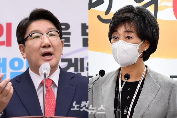 국민의힘 권성동 원내대표(왼쪽)와 박순애 교육부장관 후보자. 윤창원·박종민 기자