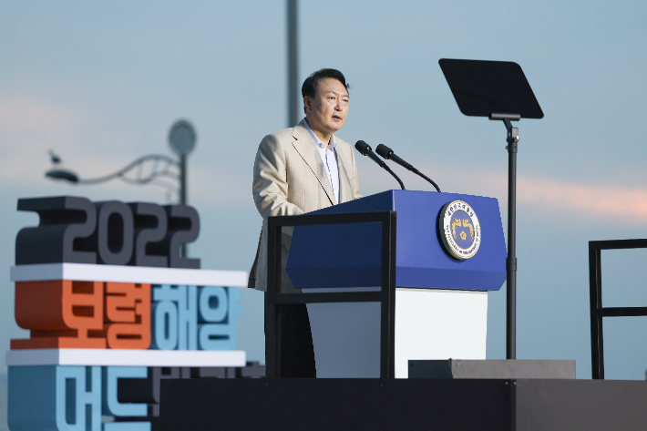 윤 대통령은 이날 오후 충남 보령 대천해수욕장에서 열린 보령해양머드박람회에 참석했다. 대통령실 제공