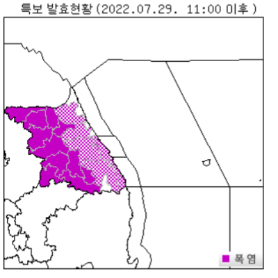 강원지역 폭염특보 상황. 기상청제공