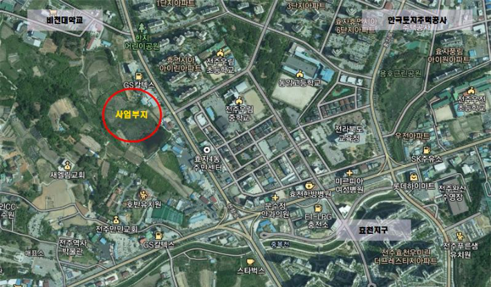 전주 효자4동 복합커뮤니티센터 사업부지. 전주시 제공